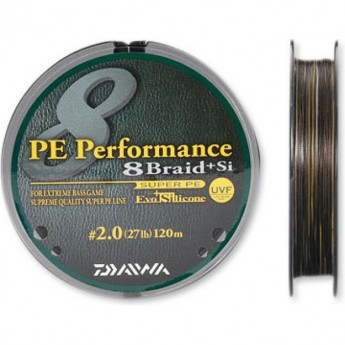 Плетеная леска DAIWA PE Performance 8 Braid + Si / #1,5 (9,5 кг) - 120м (тёмно-коричневая)
